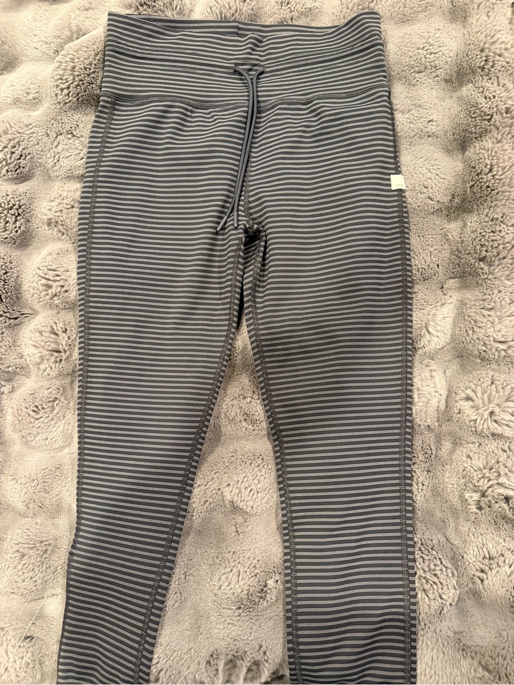Striped Gray Kids Stretch Leggings with Drawstring